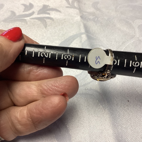 Amber sterling Victorian style ring size 5 stunning setting - Picture 6 of 15